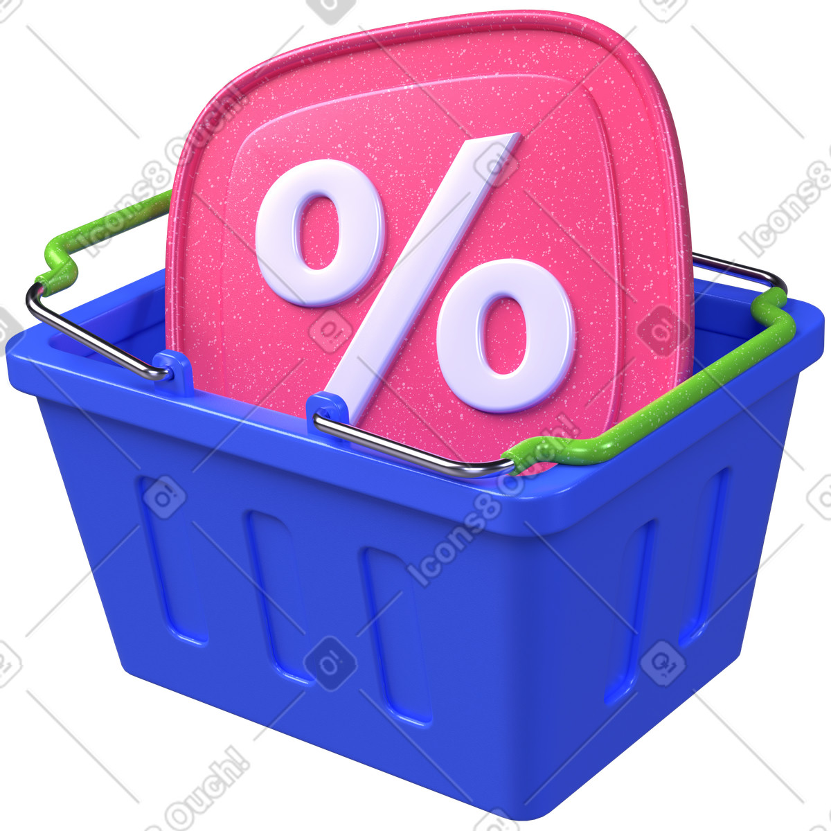 Ilustración Descuento en compras online, cesta de la compra, porcentaje estilo 3D Boost a descargar PNG y SVG