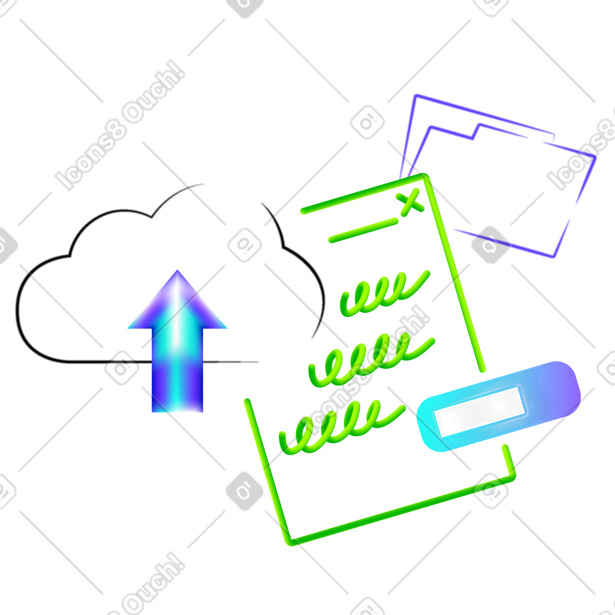 Illustration File transfer to cloud storage, Remote access and document management dans le style Pure à télécharger aux formats PNG, SVG