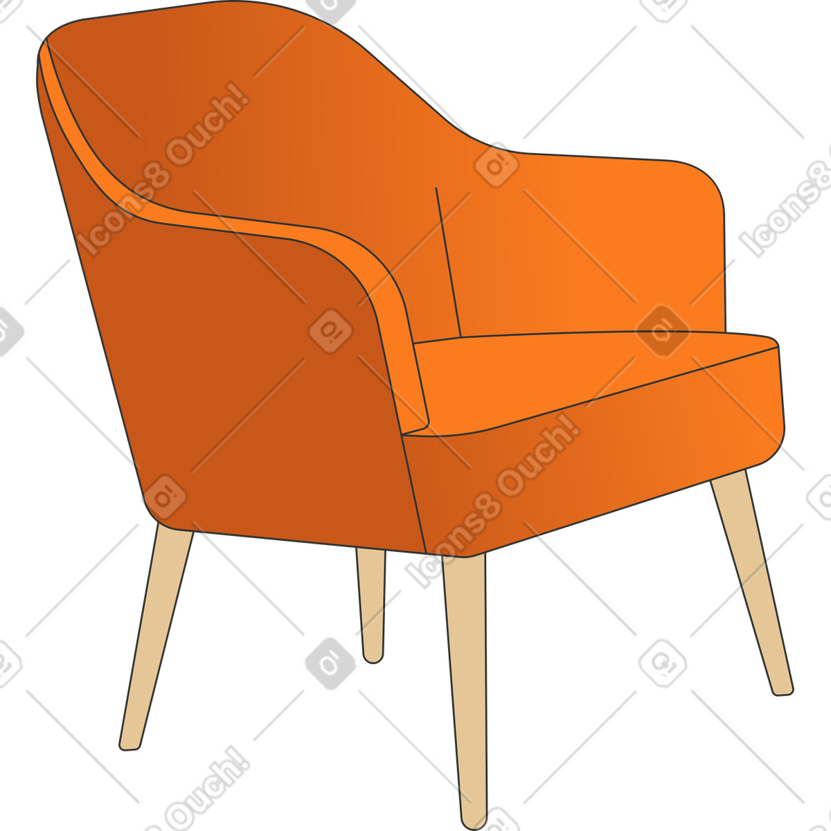 Armchair animated illustration in Kit style download in GIF, Lottie (JSON), AE