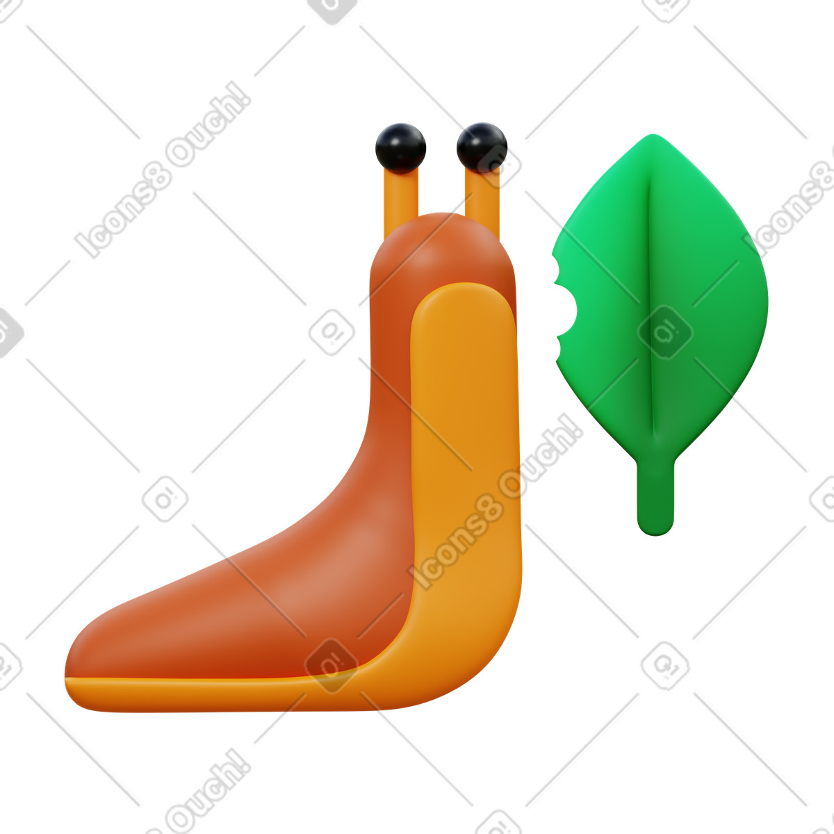 Slug eating illustrazione in stile 3D Fluency scarica in PNG, SVG