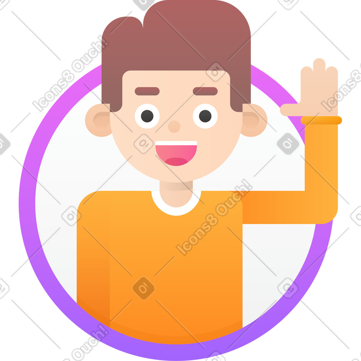 Ilustração de Man with raised hand in circle em no estilo Hugo para baixar em PNG, SVG