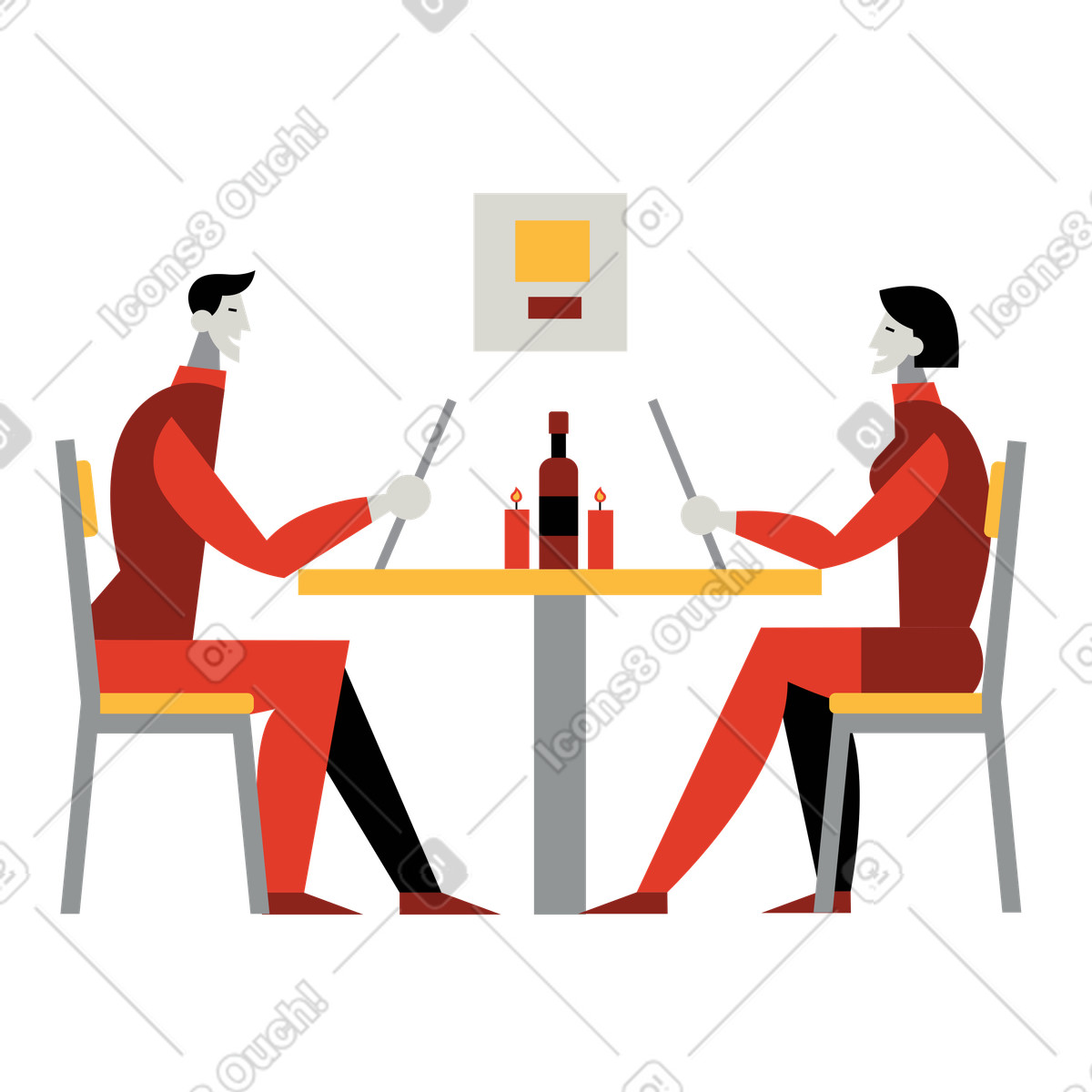 Dinner at the restaurant illustration clipart for culinary projects in PNG and SVG