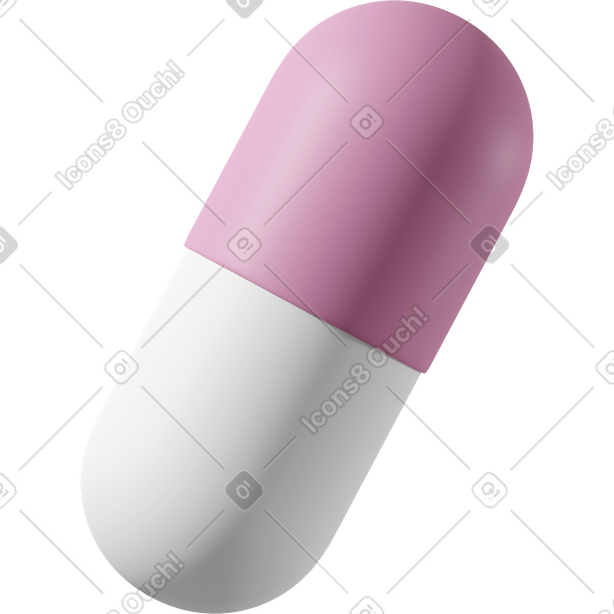 White pink capsule illustrazione in stile 3D Casual life scarica in PNG, SVG