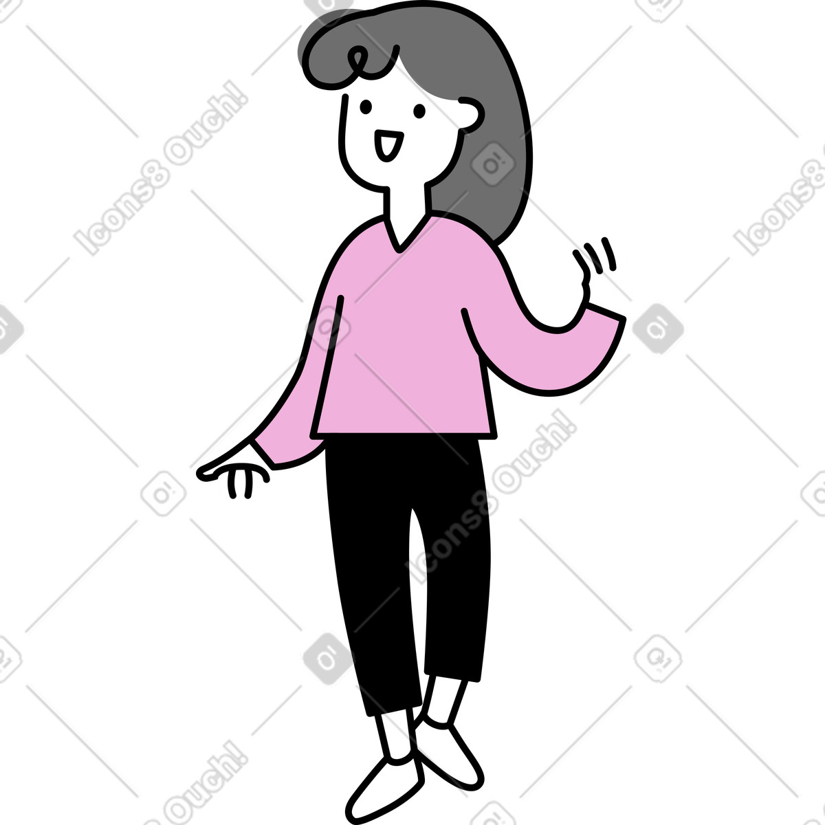 Giovane donna illustrazione in stile Mochi scarica in PNG, SVG