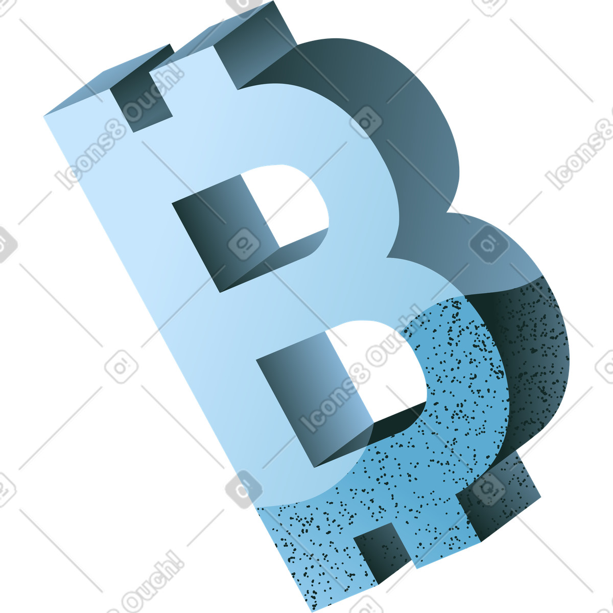 3D Bitcoin symbol volumetric shaded illustration in Concept style download in PNG, SVG