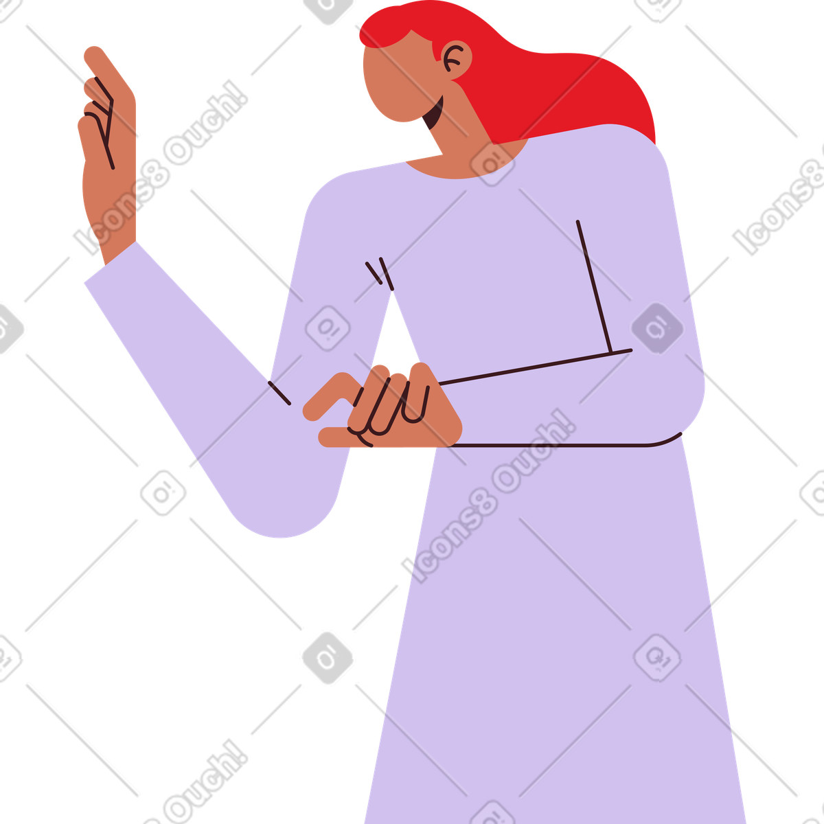 Folks スタイルの 紫色のドレスの女性 のイラストをPNG、SVG形式でダウンロード
