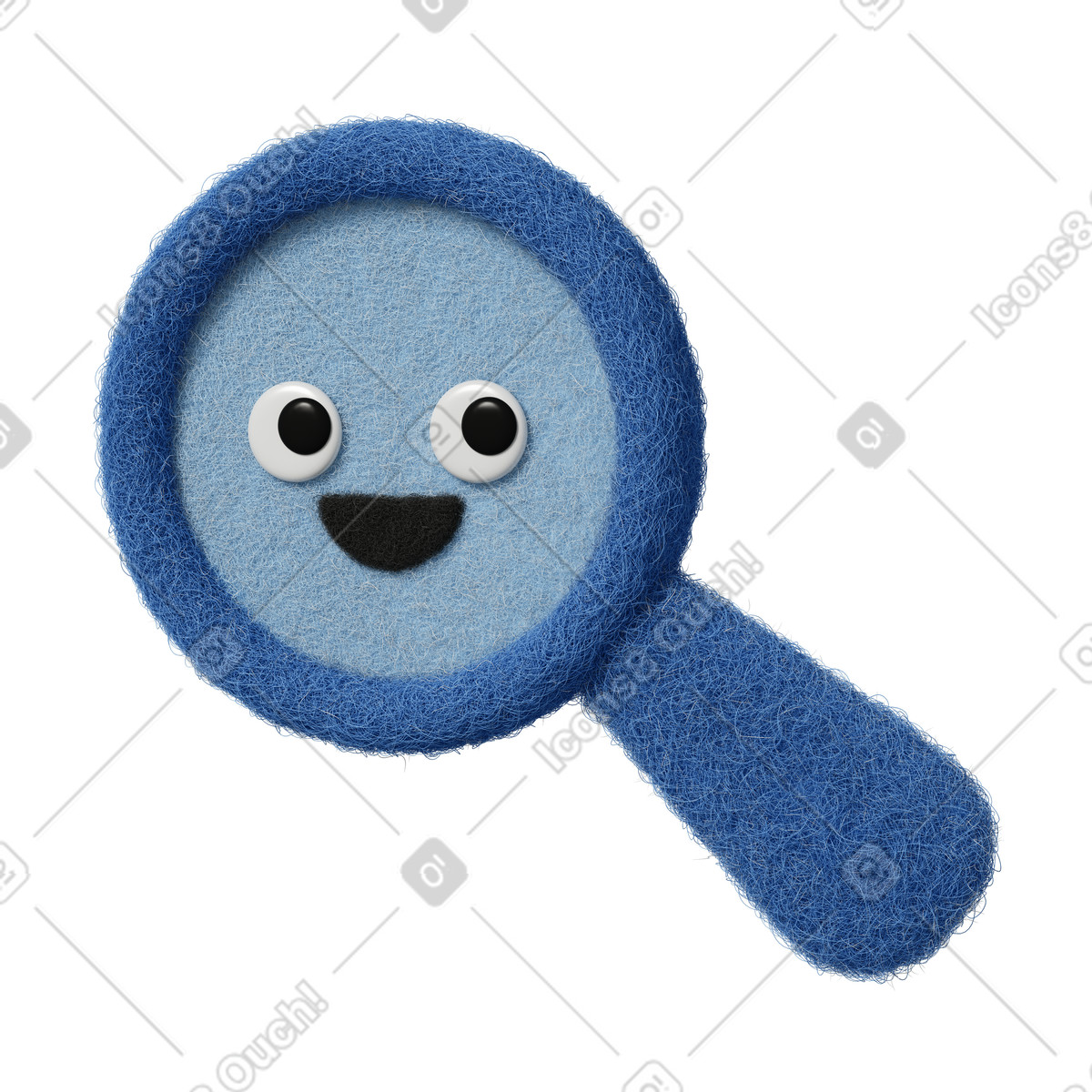 下载 Fuzzy 风格的 Search cute blue icon 插画，支持 PNG、SVG 格式