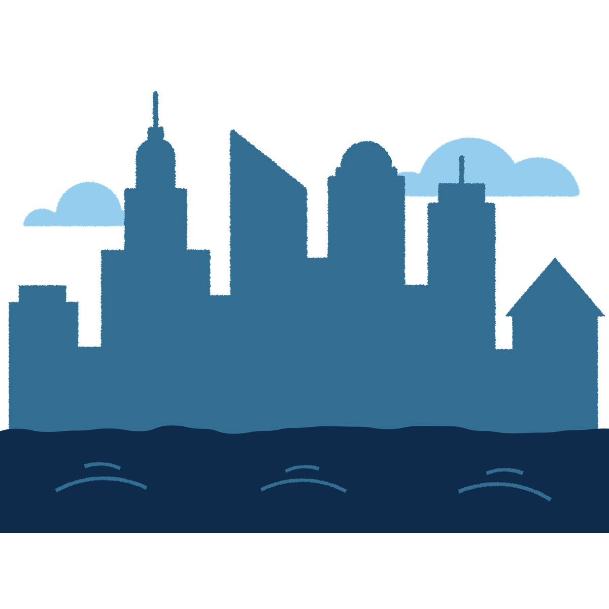Ilustração de Cityscape view with sea em no estilo Cherry para baixar em PNG, SVG