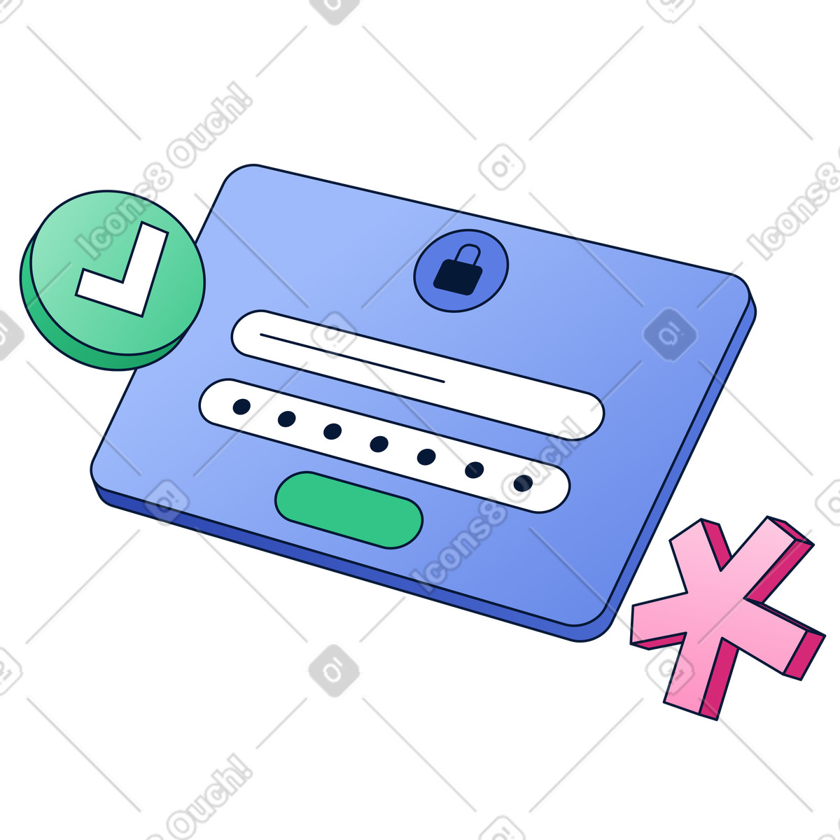 Online access security with password input and lock icon illustration in Neat style download in PNG, SVG