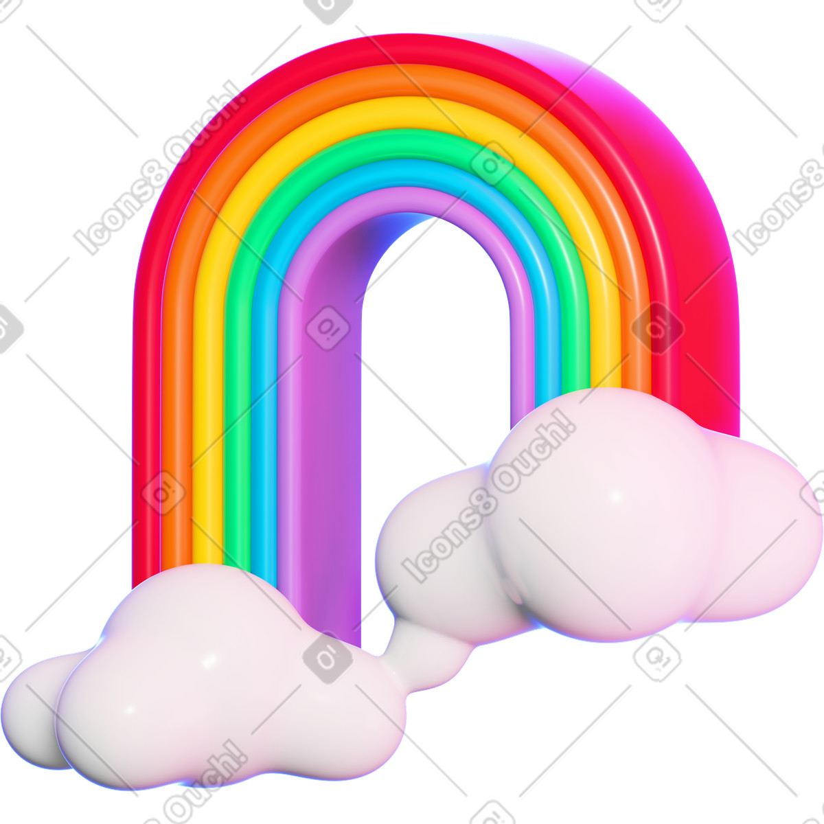 Illustration Arc-en-ciel avec des nuages dans le style 3D Holidays à télécharger aux formats PNG, SVG