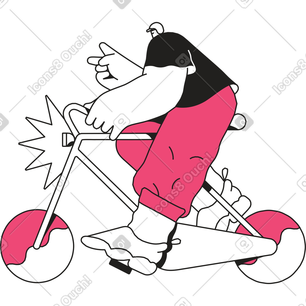 Delivery man on bike illustration in Dazzle Line style download in PNG, SVG