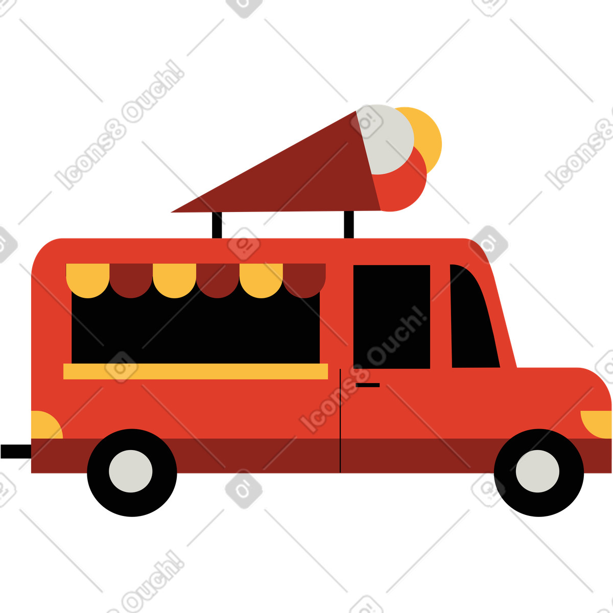 Ilustração de Caminhão comida em no estilo Burgundy para baixar em PNG, SVG