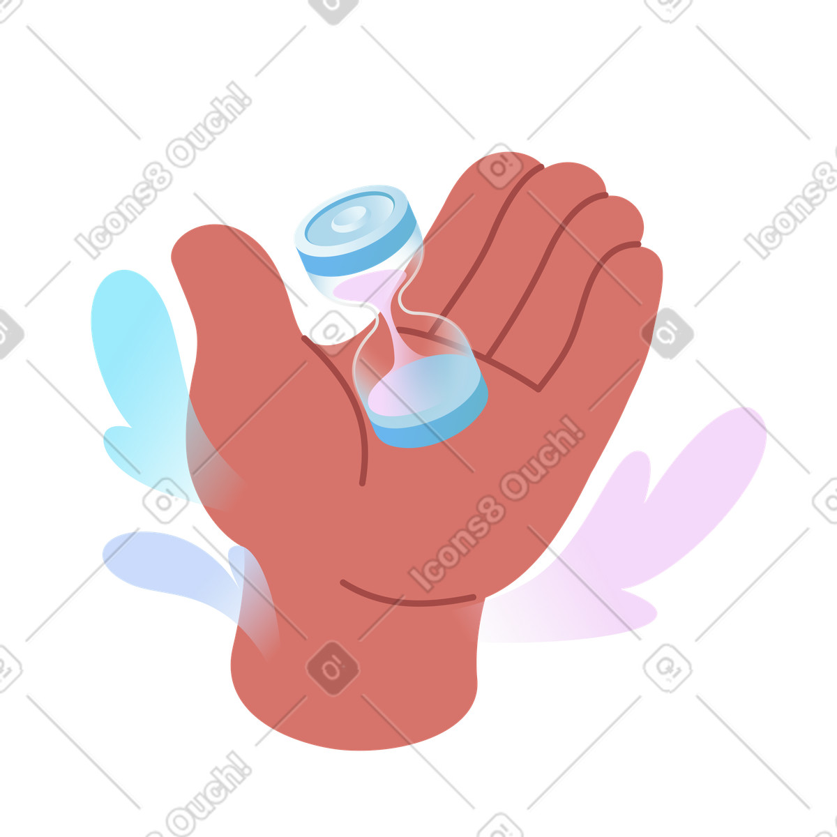 Иллюстрация Hand holding an hourglass for time tracking в стиле Airy — скачать в форматах PNG, SVG