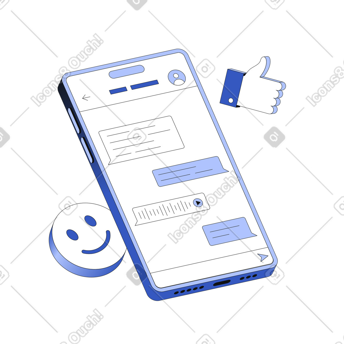 Chatting online on smartphone illustration in PNG, SVG