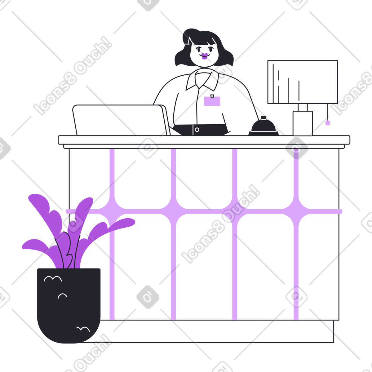 Ilustração de Recepcionista na recepção do hotel em no estilo Grapy para baixar em PNG, SVG