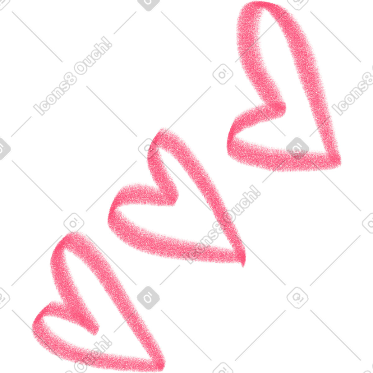 Doodle 스타일의 Pink linear hearts 일러스트레이션 PNG, SVG 다운로드