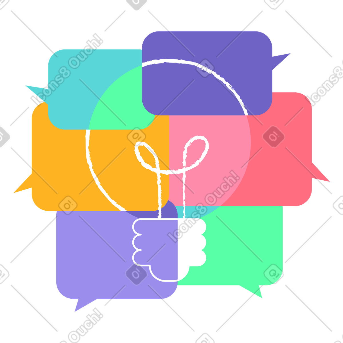 Idea generation through teamwork illustration showcasing brainstorming clipart in PNG SVG