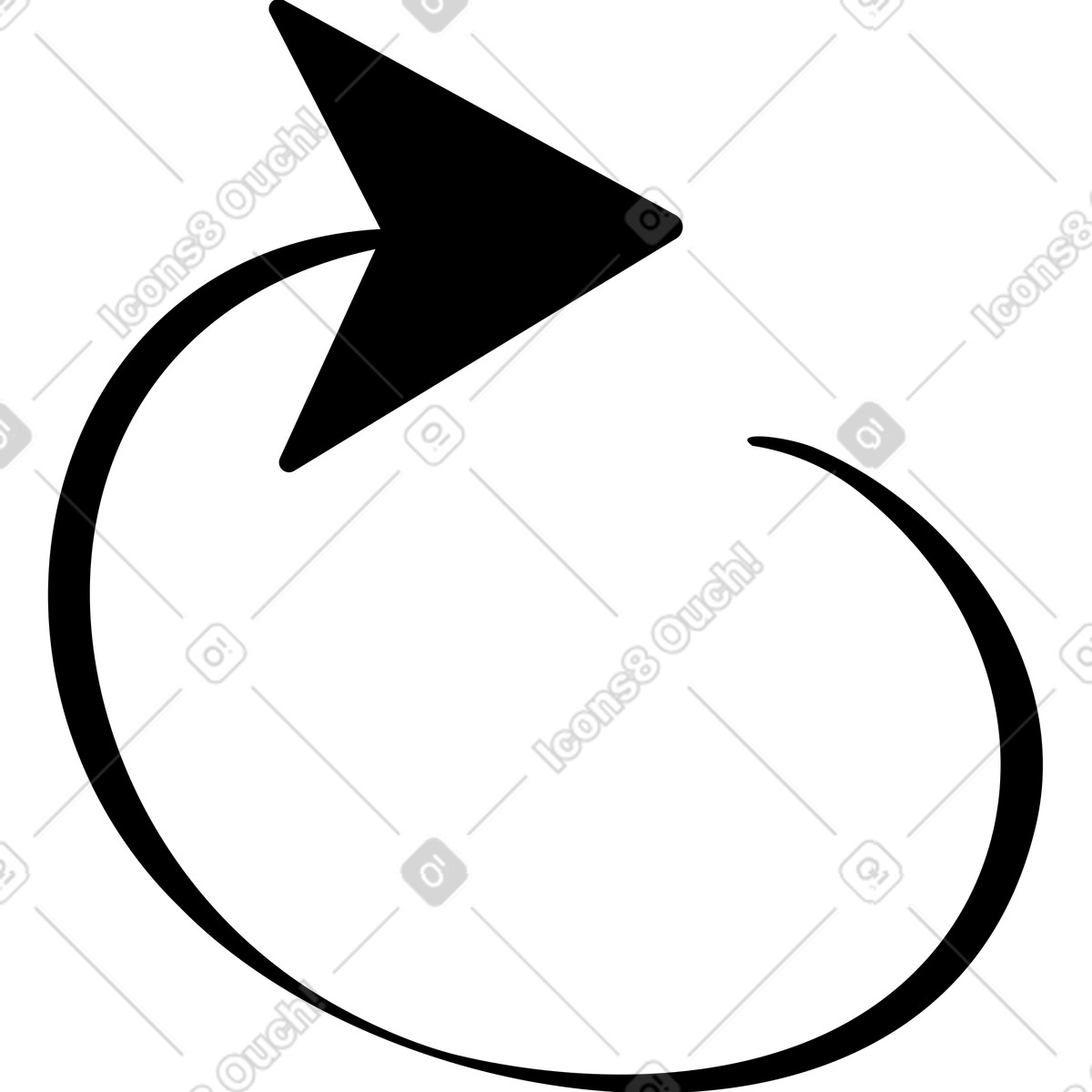 Twirl スタイルの 黒丸矢印 のイラストをPNG、SVG形式でダウンロード