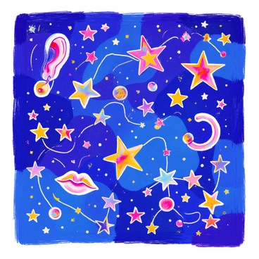 An artistic representation of different piercing placements illustrated as constellations.