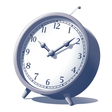 A clock displaying a round face with intricate details. The clock's hands are uniquely designed to resemble pulsar waves, extending outward in a rhythmic pattern. The numbers around the clock face are clearly defined, contributing to the overall design. The clock sits prominently on a flat surface, casting subtle shadows that enhance its three-dimensional appearance. The backdrop is simple to emphasize the clock's features, allowing the pulsar wave hands to take center stage.