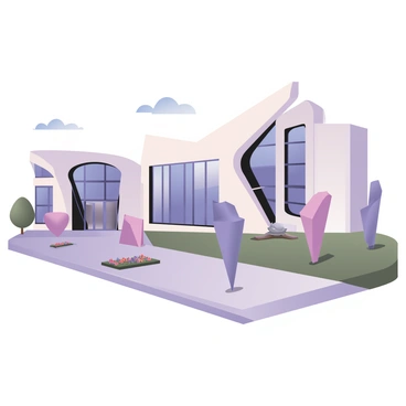 The exterior of a modern art museum with a unique and dynamic shape