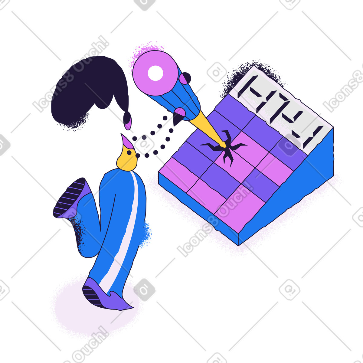 User facing error code on cracked monitor, Fatal troubleshooting illustration in Conifer style download in PNG, SVG