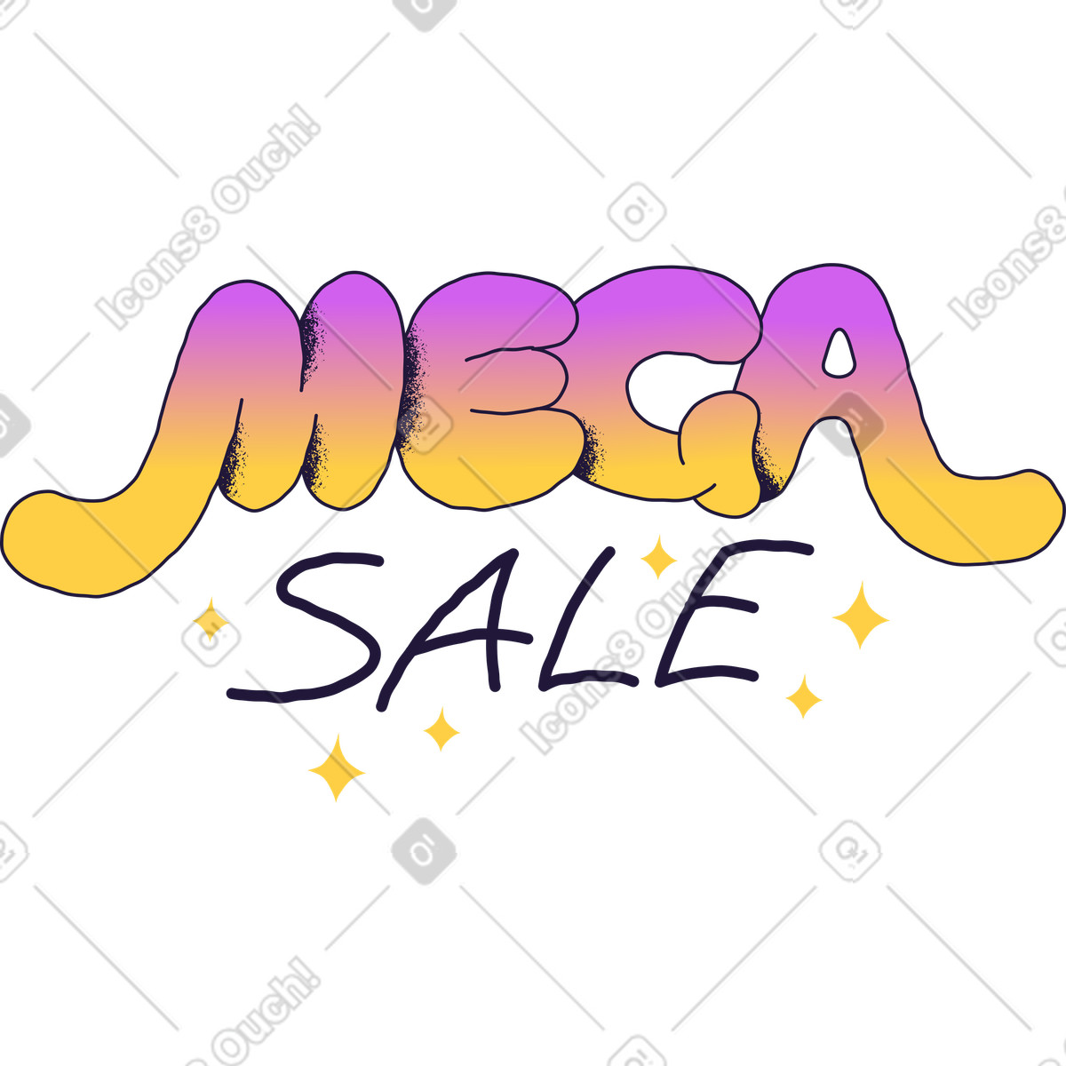 Mega sale illustration in Conifer style download in PNG, SVG