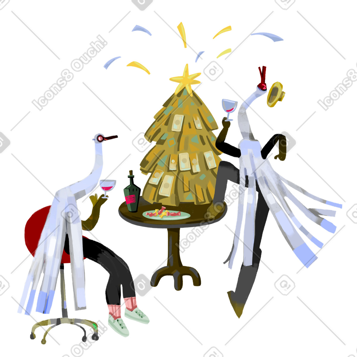 Illustration Investisseurs à la veille de noël dans le style Atomic télécharger aux formats PNG, SVG