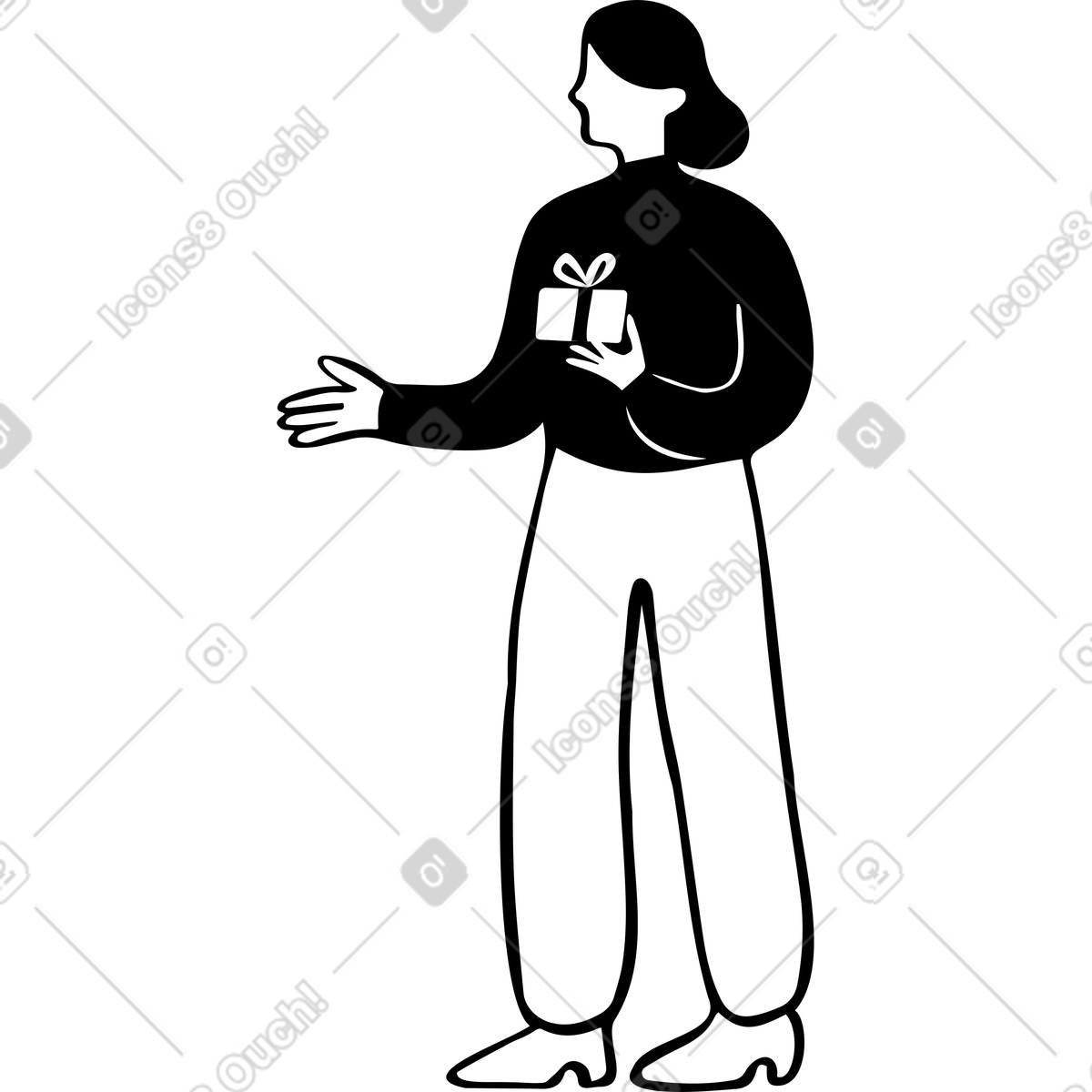 Journal スタイルの 手を広げた女性 のイラストをPNG、SVG形式でダウンロード
