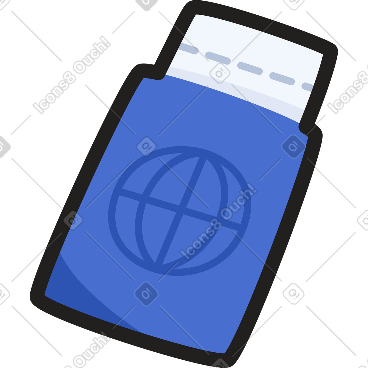 Reisepass mit ticket-Illustration im Clipart-Stil als Download in PNG, SVG