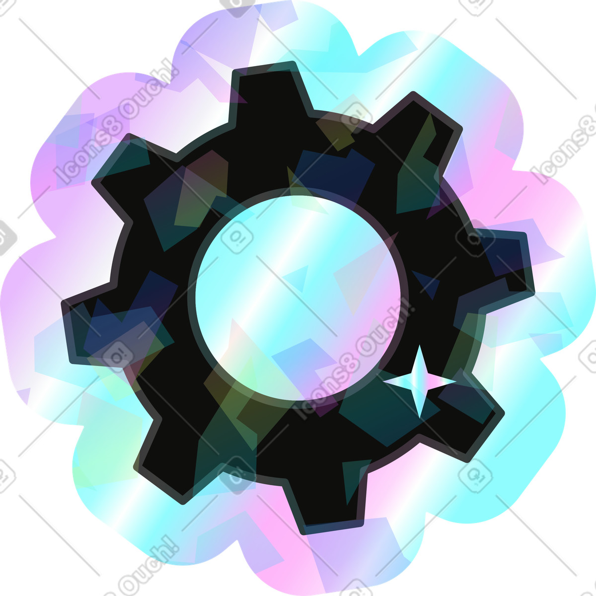 Ausrüstung dunkel-Illustration im Holostickers-Stil als Download in PNG, SVG