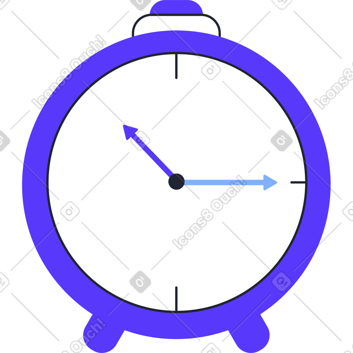 Иллюстрация Big blue retro alarm clock в стиле Pablita — скачать в форматах PNG, SVG