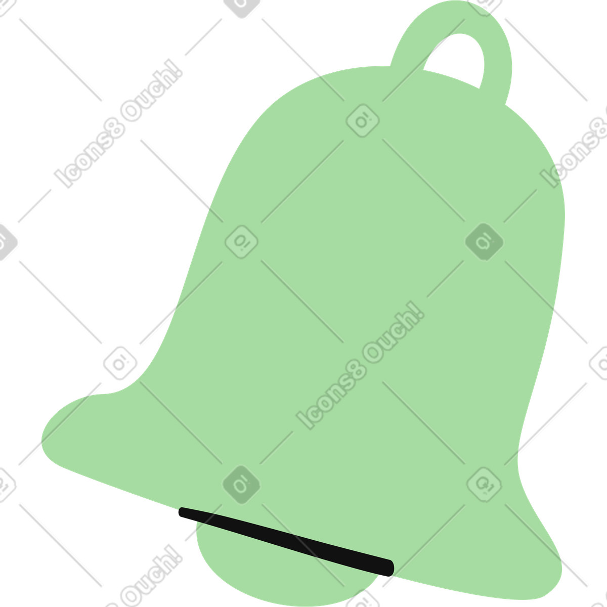 Иллюстрация Bell notification symbol with minimal green shape and clapper в стиле Organic — скачать в форматах PNG, SVG