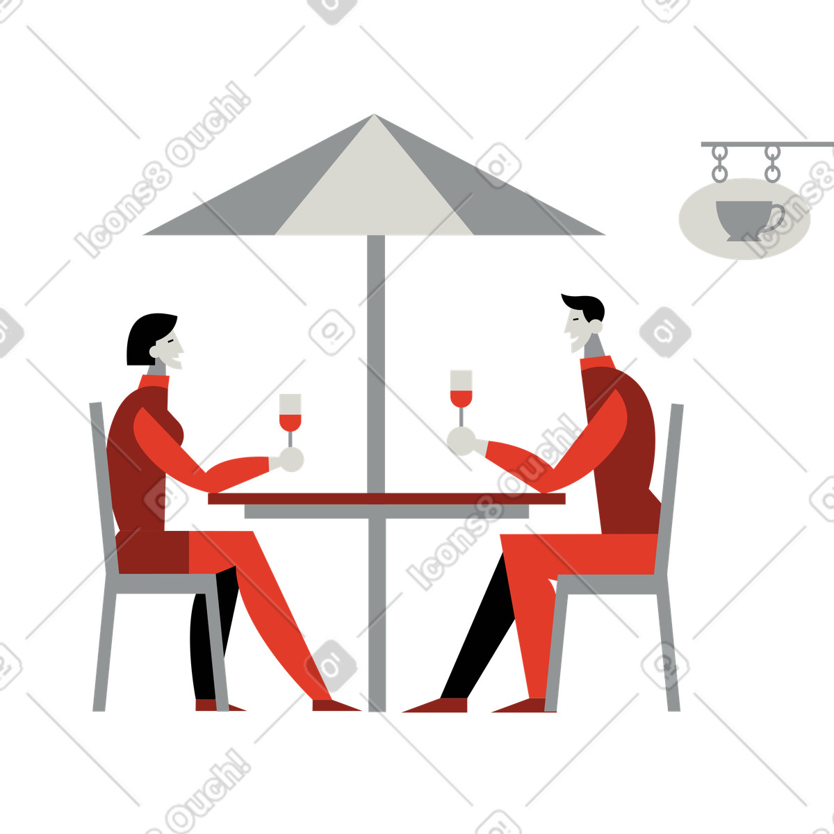 Paar bei einem date im caf&eacute;-Illustration in PNG, SVG