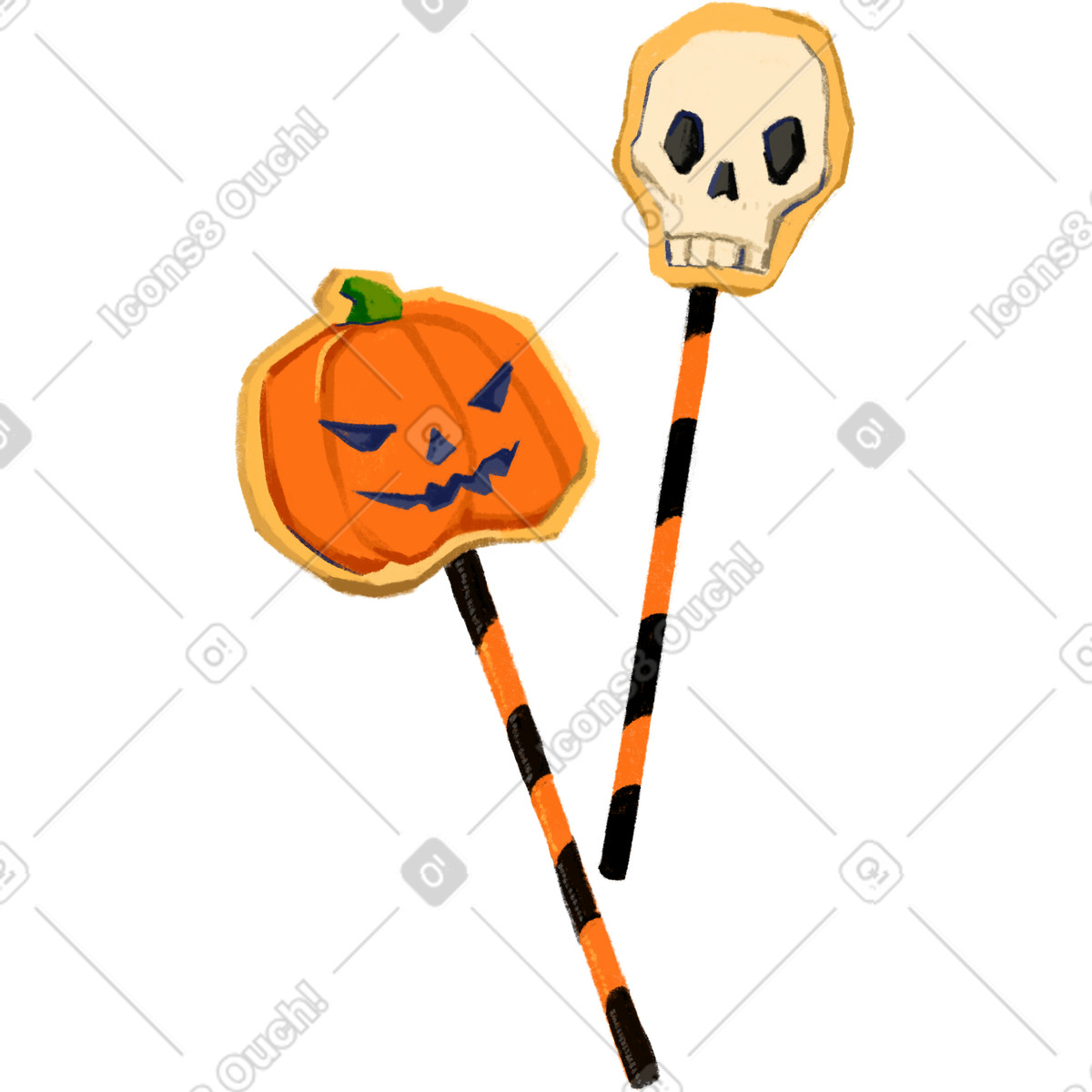 Halloween gingerbread cookies on sticks illustration in Experimental style download in PNG, SVG