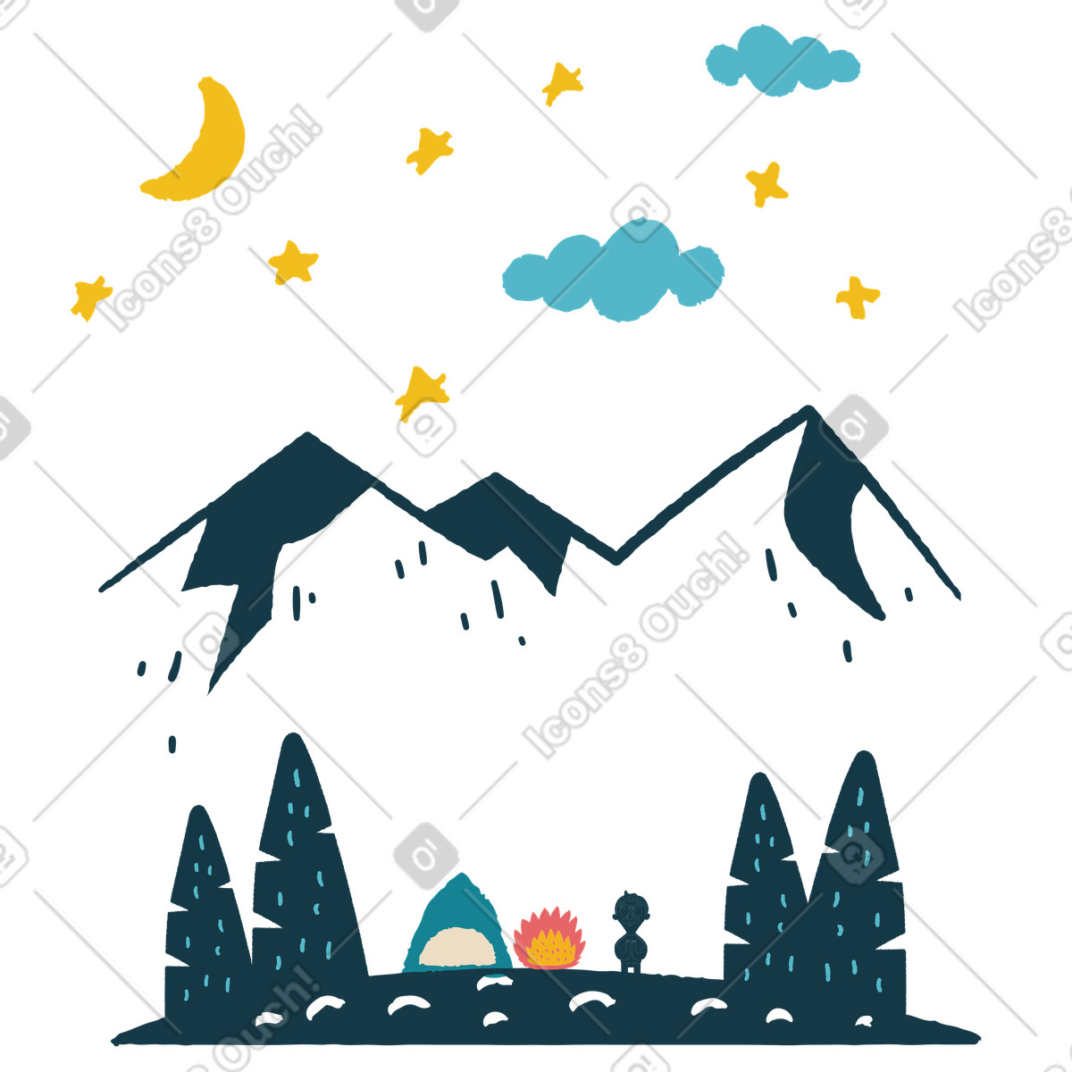 캠핑 illustration in Flamenco style download in PNG, SVG