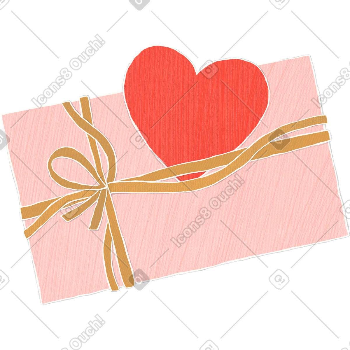 Pink box with a heart-shaped card illustration in Crafty style download in PNG, SVG