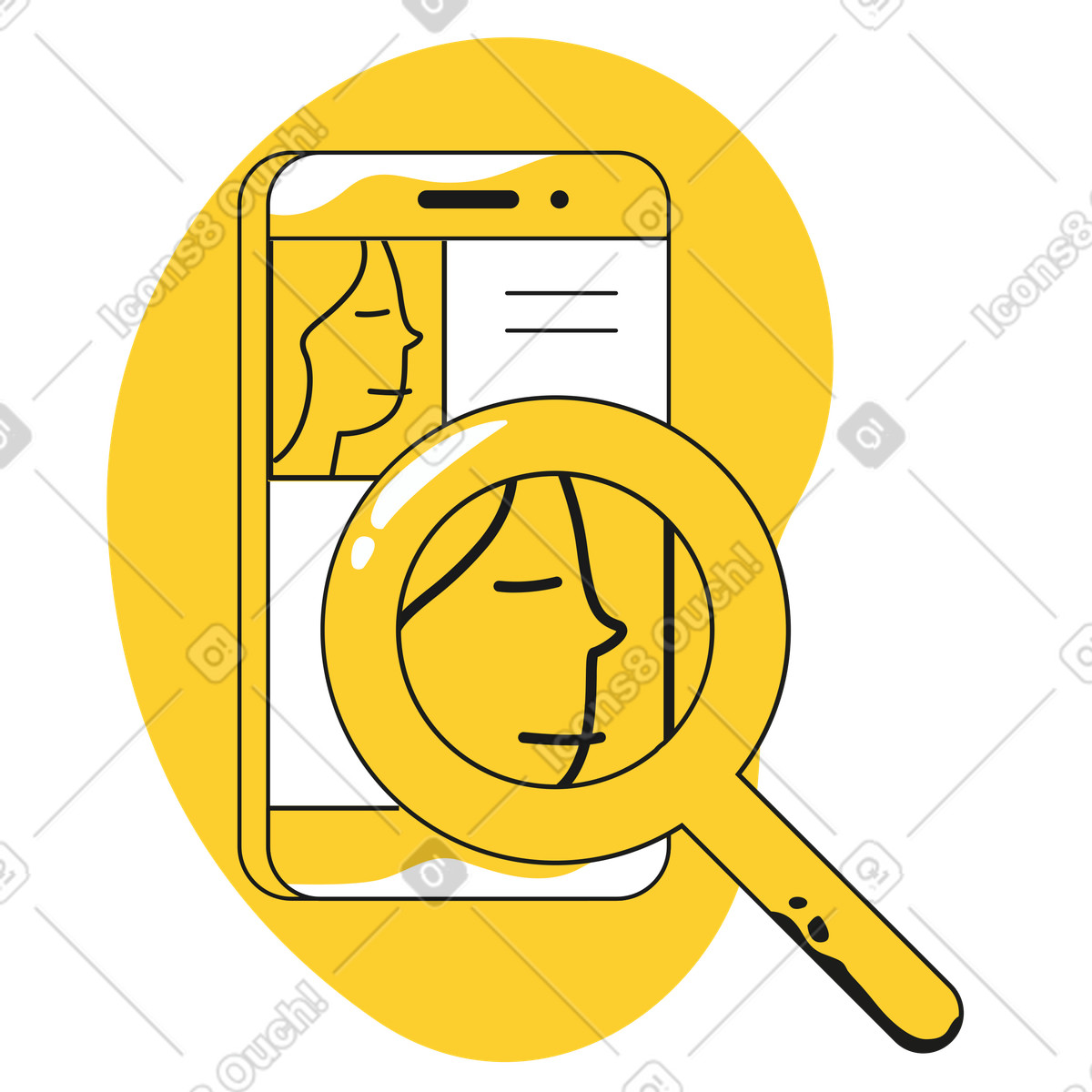 Ilustração de Ampliando uma foto no smartphone em estilo Taxi para baixar em PNG, SVG