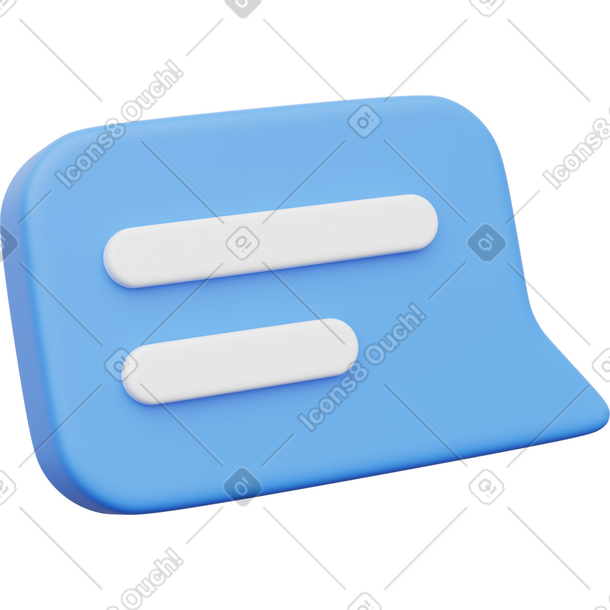 Chat bubble reply message with two lines illustration in 3D Playful style download in PNG, SVG