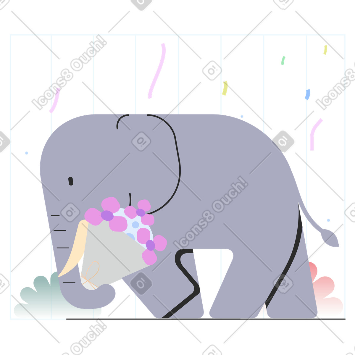 Illustration Merci! dans le style Marginalia à télécharger aux formats PNG, SVG