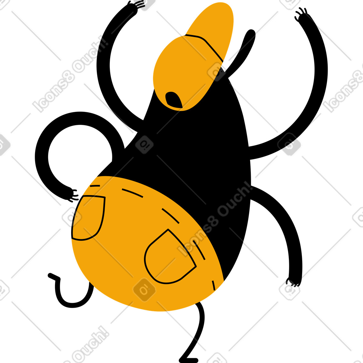 Schwarzer charakter im overall-Illustration Jelly-Stil als Download in PNG, SVG