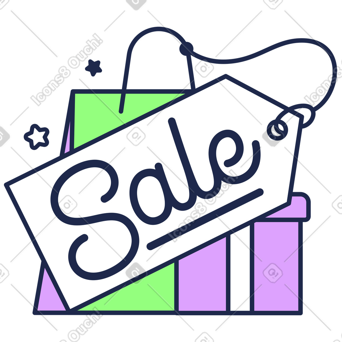 Ilustração de Shopping bag and box with sale tag, Store clearance or special offer em no estilo Outline para baixar em PNG, SVG