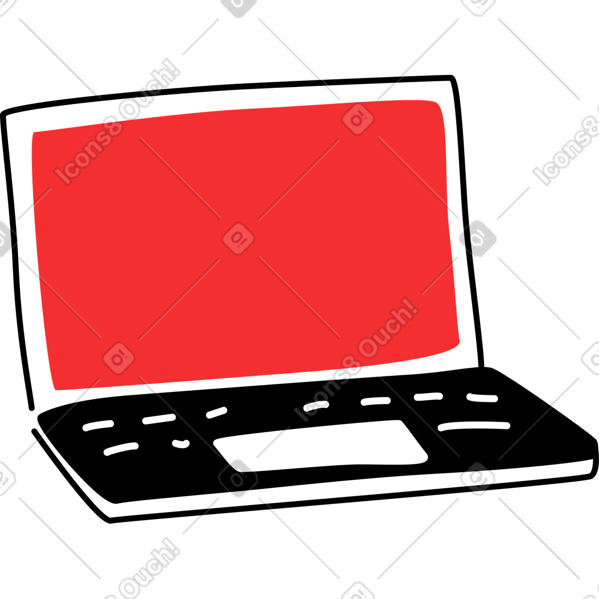 Spicy 스타일의 Black and white laptop with red screen accent 일러스트레이션 PNG, SVG 다운로드