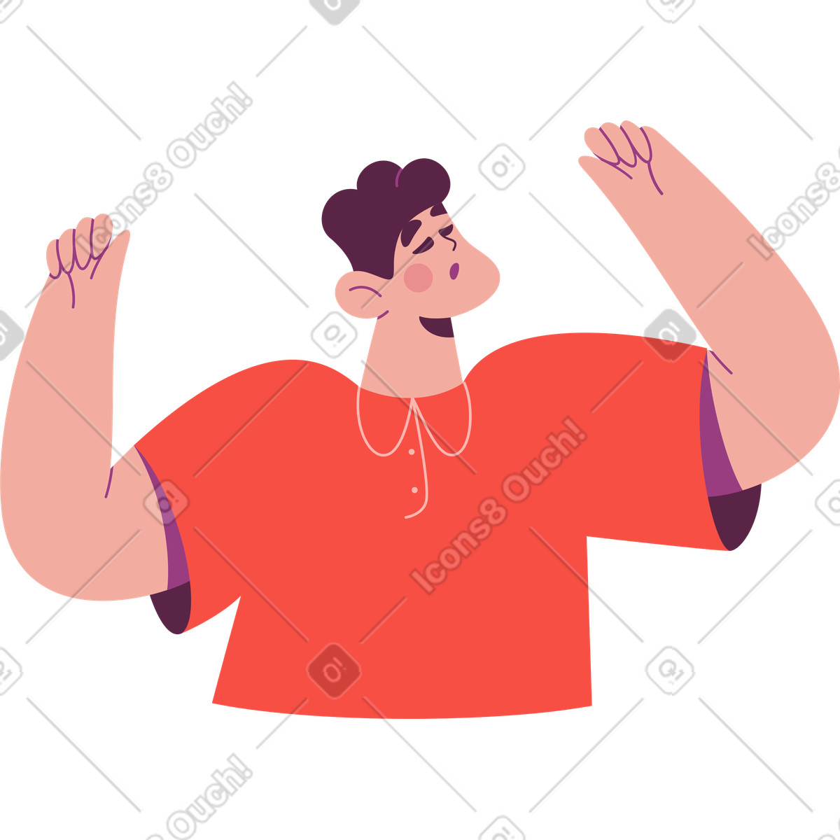 下载 Sammy 风格的 半个男人举起双手 插画，支持 PNG、SVG 格式