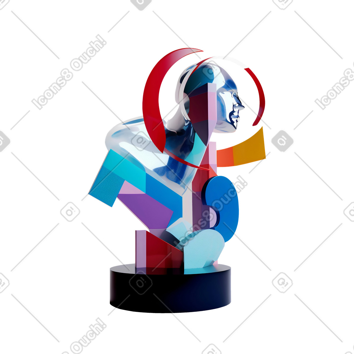 下载 3D Construction 风格的 人类的抽象玻璃剪影 插画，支持 PNG、SVG 格式
