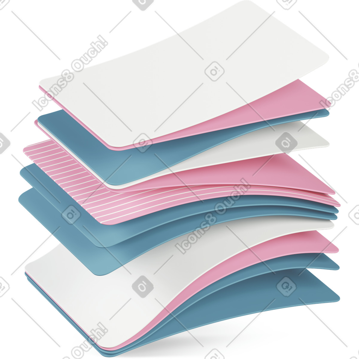 Small stack of cards-Illustration im 3D Casual life-Stil als Download in PNG, SVG