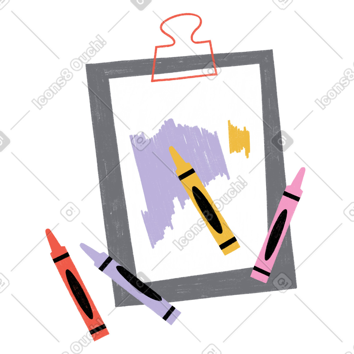 Appunti con pastelli colorati illustrazione in stile Tutti scarica in PNG, SVG
