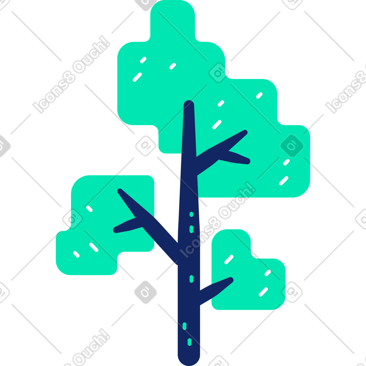 Tree illustration in Cyborg style download in PNG, SVG
