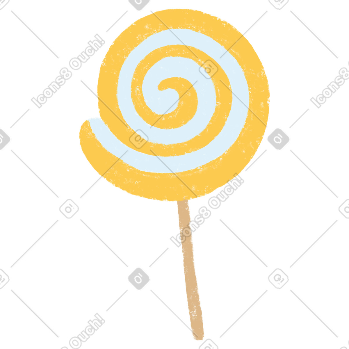 下载 Chalky 风格的 Yellow and white lollipop 插画，支持 PNG、SVG 格式