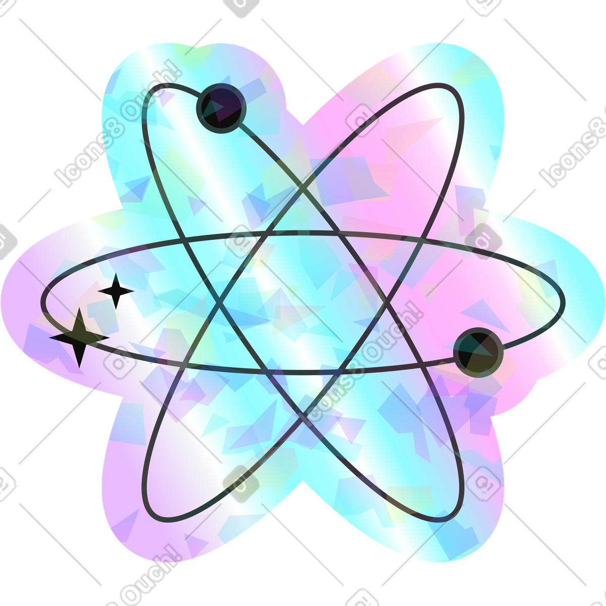 Holostickers 스타일의 원자 일러스트레이션 PNG, SVG 다운로드
